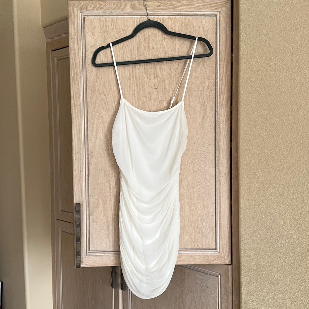 Salty White Draped Mini Dress